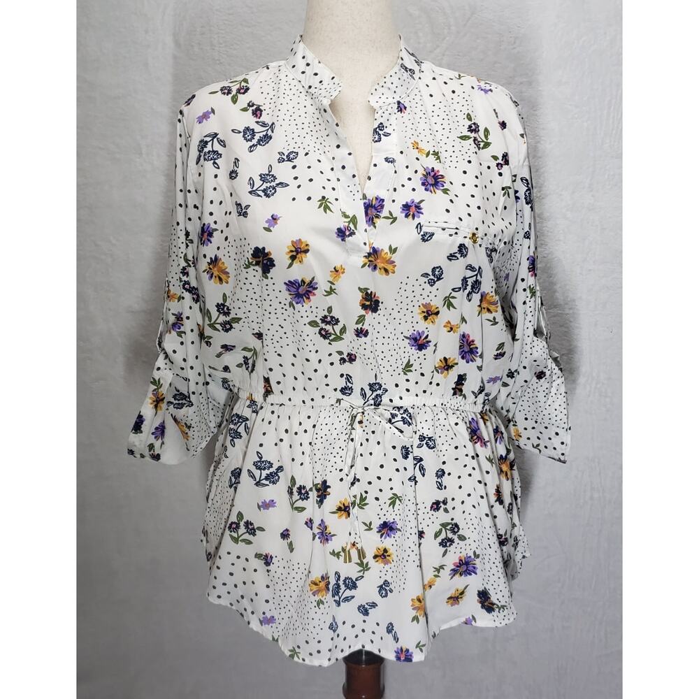 MPH Collection Lightweight Floral Tunic XL High‑Low Split Neck Cottagecore